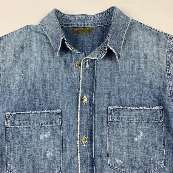 Mother Double Foxy Raw Wash Button Denim Shirt XS - Picture 3 of 9